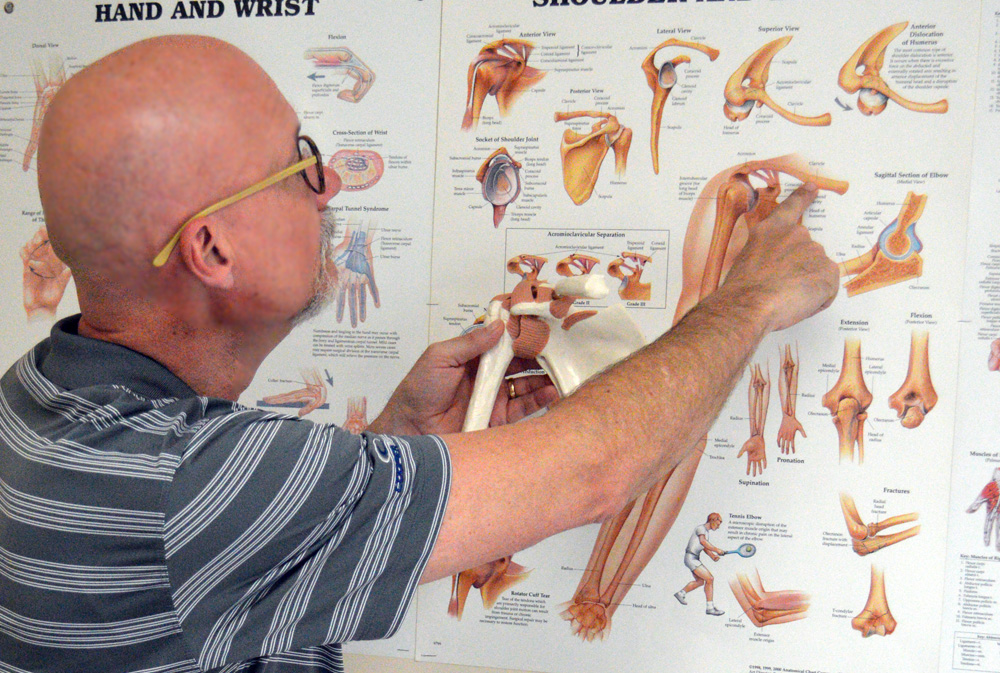 Image of therapist pointing to graphics on a chart